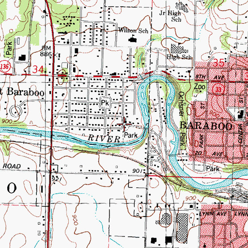 Topographic Map of Church of God, WI