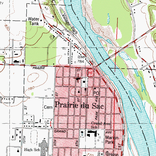 Topographic Map of Concordia United Methodist Church, WI