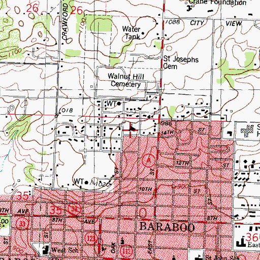 Topographic Map of Emanuel United Methodist Church, WI