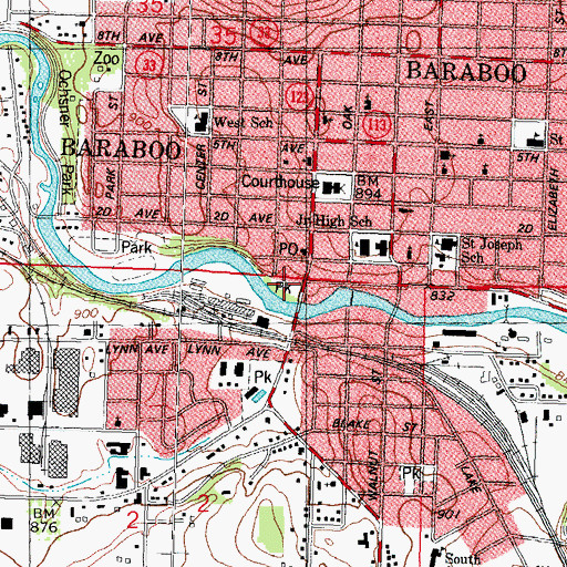 Topographic Map of Broadway Park, WI