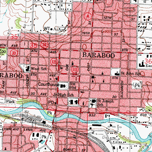 Topographic Map of Emmanuel Evangelical Church (historical), WI
