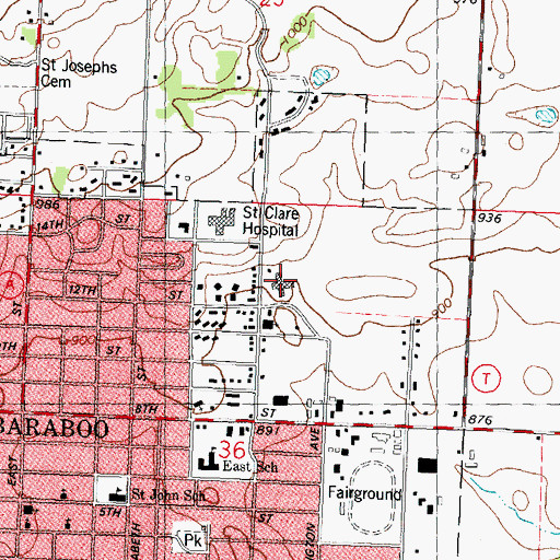 Topographic Map of First Baptist Church, WI