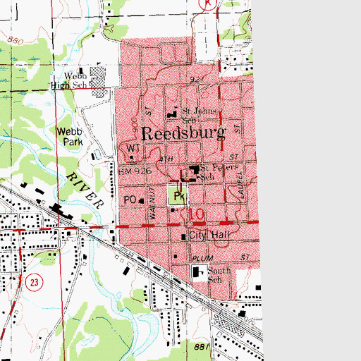 Topographic Map of First Baptist Church, WI