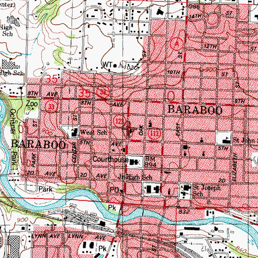 Topographic Map of First Congregational Church, WI