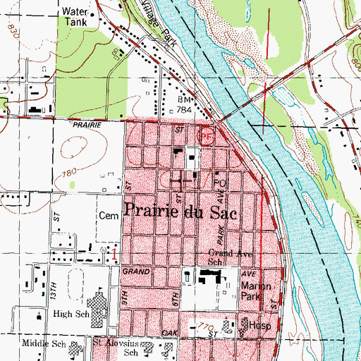 Topographic Map of First Presbyterian Church, WI