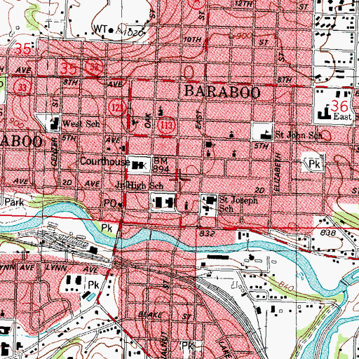 Topographic Map of First Presbyterian Church, WI