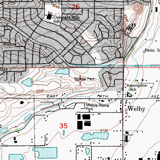 Topographic Map of Rotella Park, CO