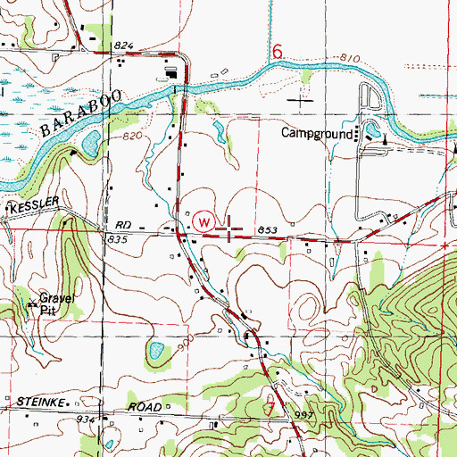 Topographic Map of Glenville School (historical), WI