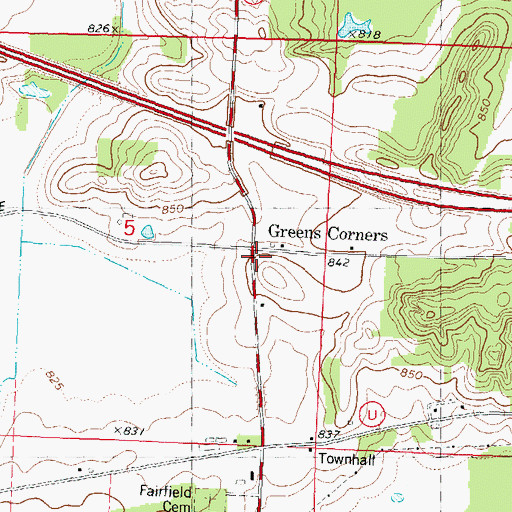 Topographic Map of Greens Corners School (historical), WI