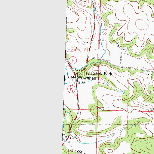 Topographic Map of Hay Creek School (historical), WI