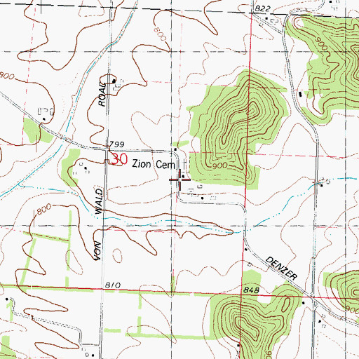 Topographic Map of Hillside School (historical), WI