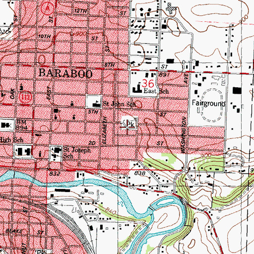 Topographic Map of Langer Park, WI