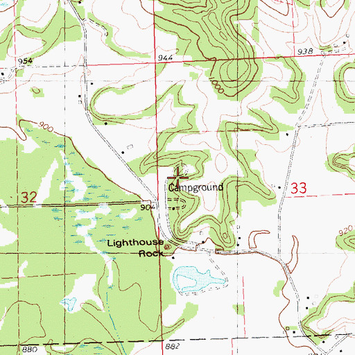 Topographic Map of Lighthouse Rock Campground, WI