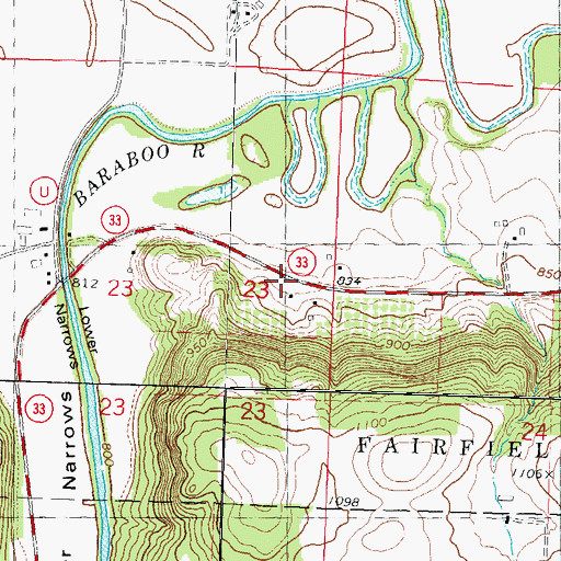 Topographic Map of Lower Narrows School (historical), WI