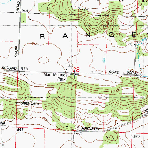 Topographic Map of Man Mound School (historical), WI