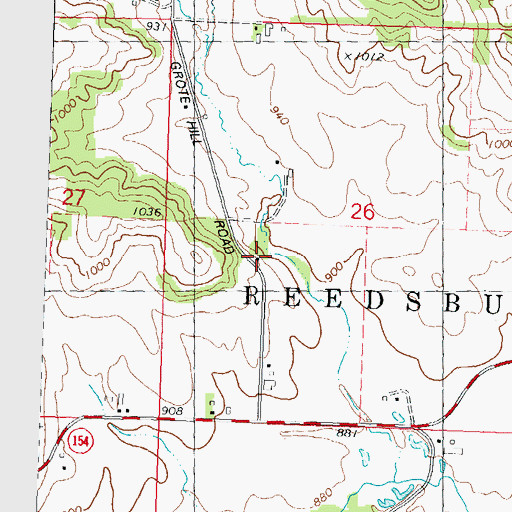 Topographic Map of Narrows Prairie School (historical), WI