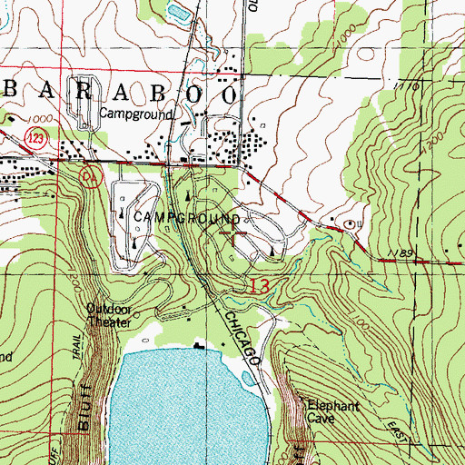 Topographic Map of Northern Lights Campground, WI