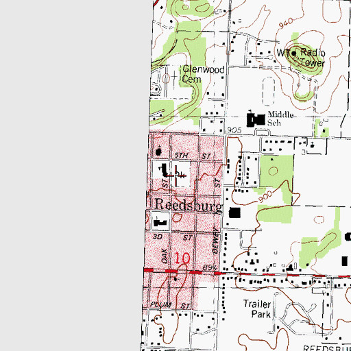 Topographic Map of Oak Park, WI