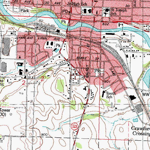Topographic Map of Parkway Wesleyan Church, WI