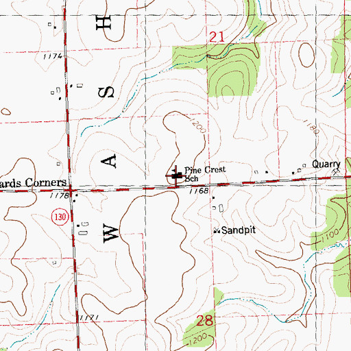 Topographic Map of Pine Crest School, WI