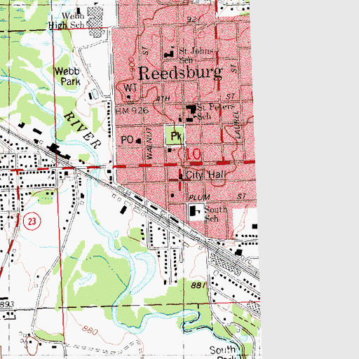 Topographic Map of Reedsburg Municipal Building, WI