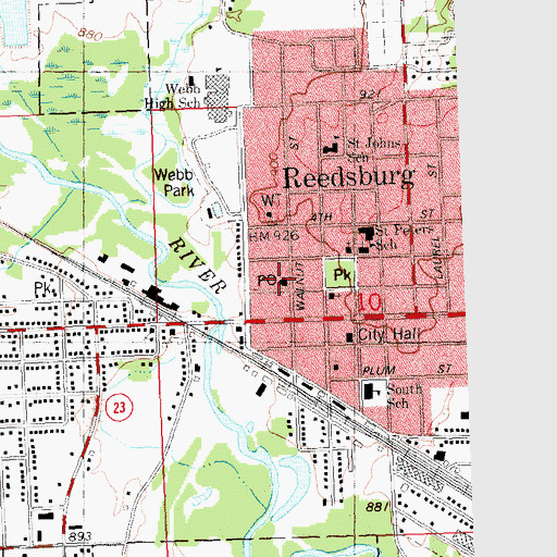 Topographic Map of Reedsburg Post Office, WI