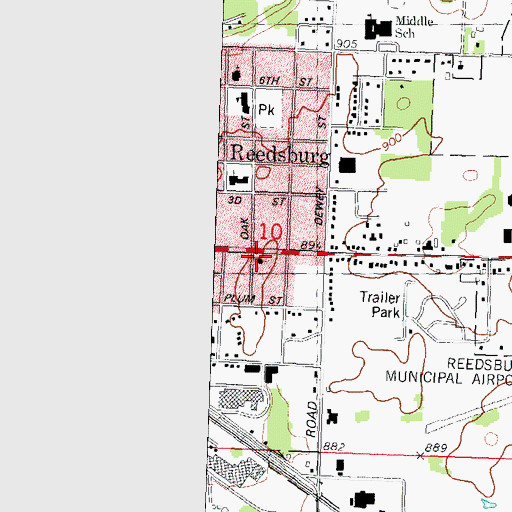 Topographic Map of Reedsburg Seventh Day Adventist Church, WI