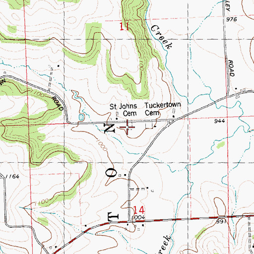 Topographic Map of Saint Johns Cemetery, WI