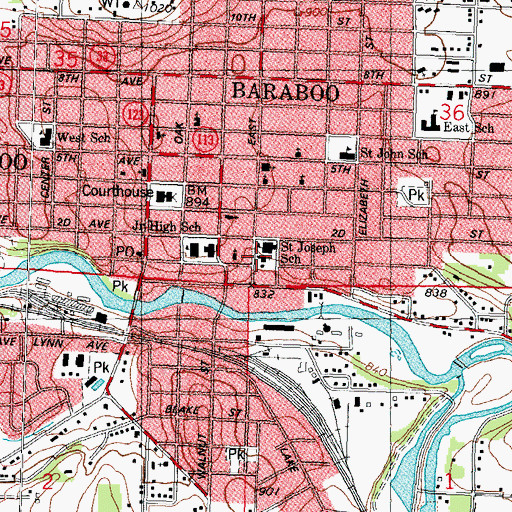Topographic Map of Saint Joseph Catholic Church, WI