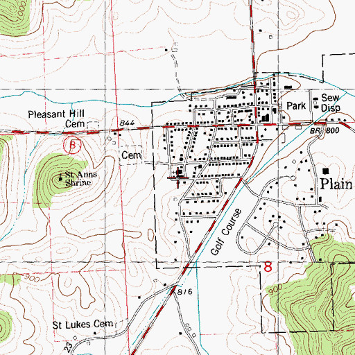 Topographic Map of Saint Lukes Catholic Church, WI