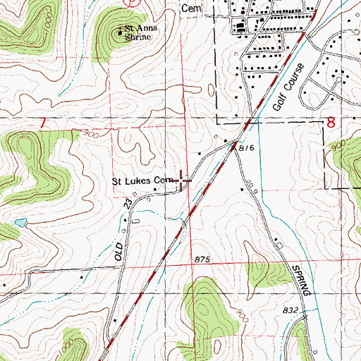 Topographic Map of Saint Lukes Cemetery, WI