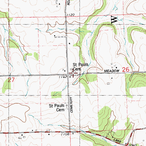 Topographic Map of Saint Pauls Cemetery, WI
