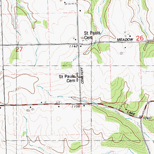 Topographic Map of Saint Pauls Cemetery, WI