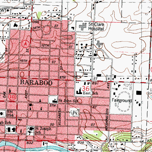 Topographic Map of Saint Pauls Lutheran Church, WI