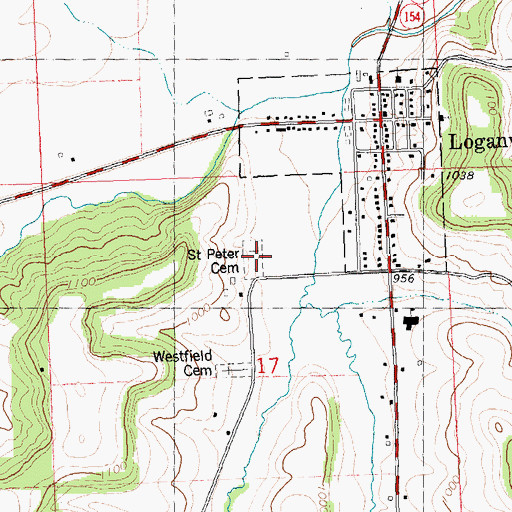 Topographic Map of Saint Peter Cemetery, WI