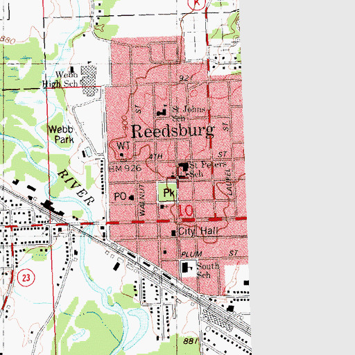 Topographic Map of Saint Peters Lutheran Church, WI
