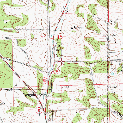 Topographic Map of Sand School (historical), WI