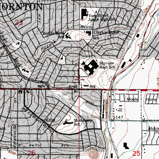 Topographic Map of Academy High School at Skyview Campus, CO