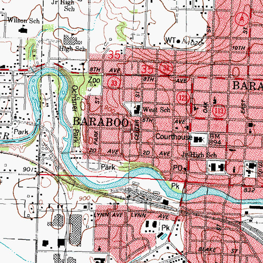 Topographic Map of Sauk County Historical Museum, WI