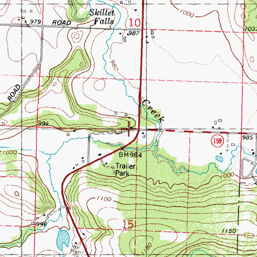 Topographic Map of Skillet Creek School (historical), WI