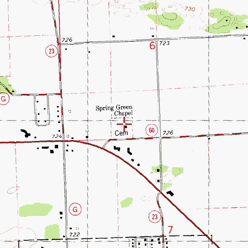 Topographic Map of Spring Green Chapel, WI