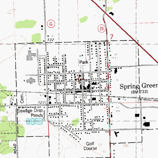 Topographic Map of Spring Green Congregational Church, WI