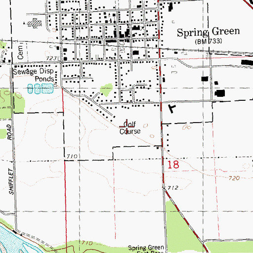 Topographic Map of Spring Green Muncipal Golf Course, WI