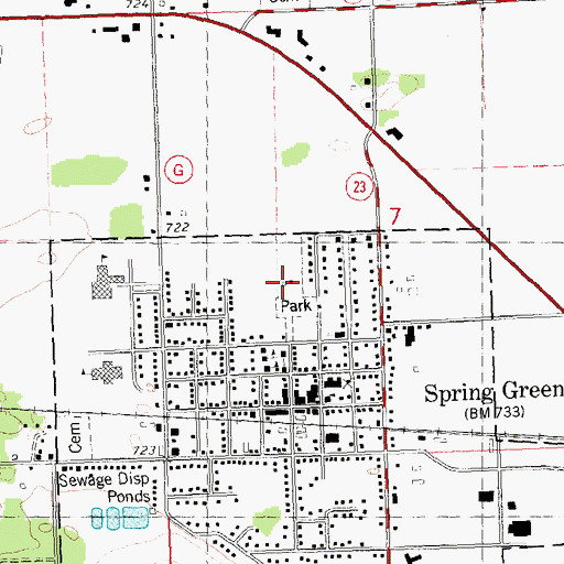 Topographic Map of Spring Green Muncipal Park, WI