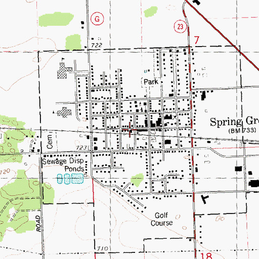 Topographic Map of Spring Green Post Office, WI