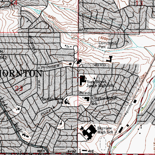 Topographic Map of York International School, CO
