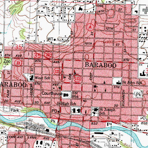 Topographic Map of Trintiy Episcopal Church, WI
