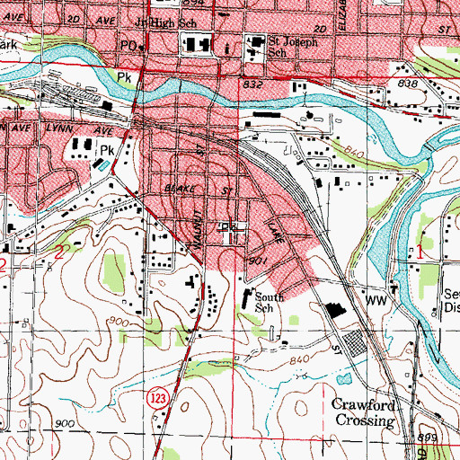 Topographic Map of Weber Park, WI