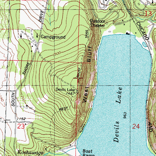 Topographic Map of West Bluff Trail, WI