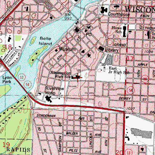 Topographic Map of Assumption High School, WI